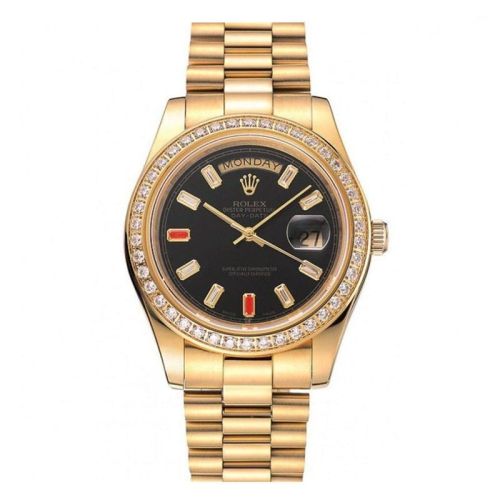 Rolex Day-Date Diamonds And Rubies Black Dial 1454101 Men 36MM